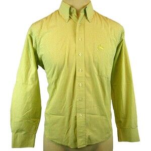 Mens Vntg Nantucket Lime Plaid Cotton LS Casual Shirt w Whale Logo sz Sm